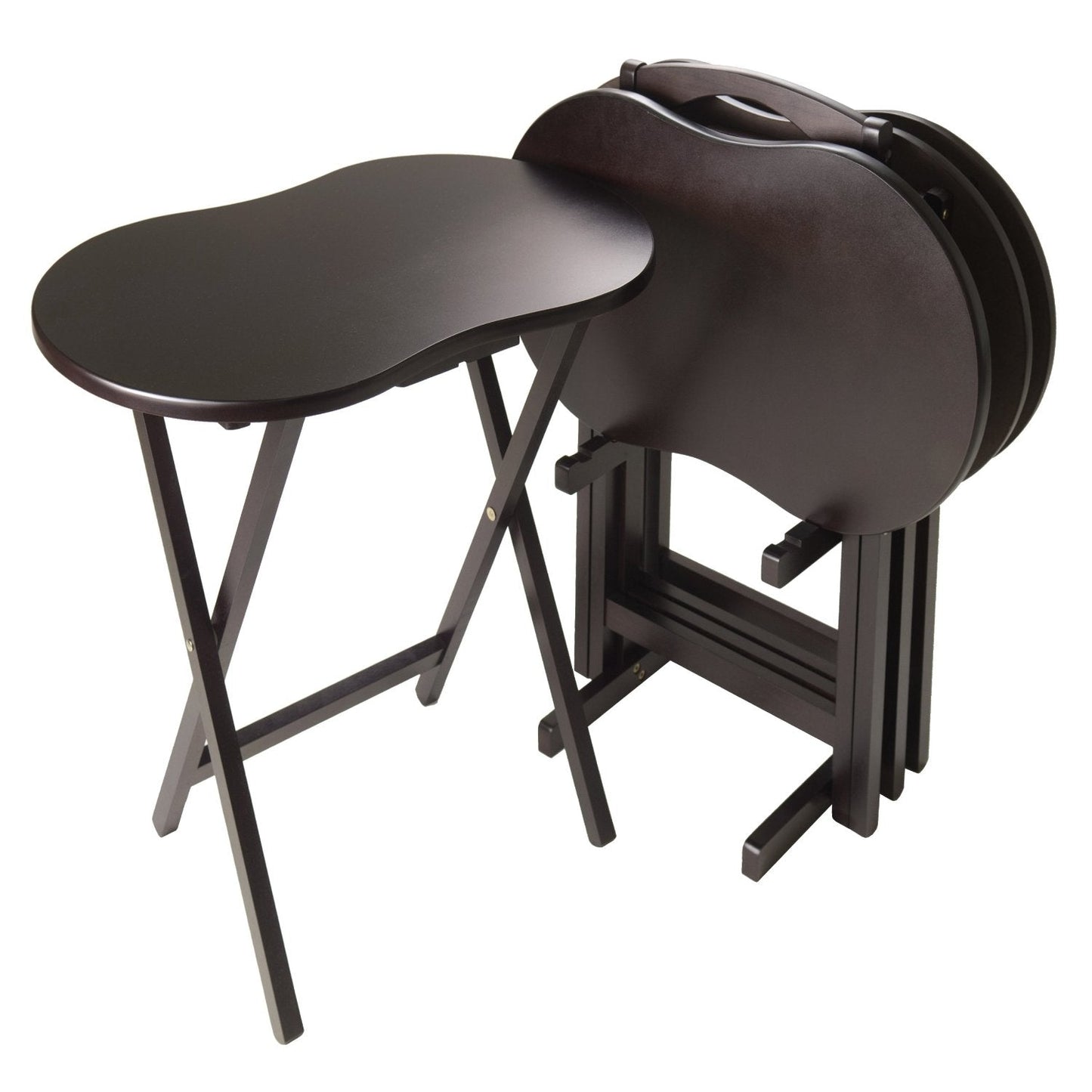 Juego de mesa para TV de 5 piezas con acabado espresso y superficie en forma de cacahuete