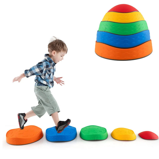 Colorful 5-piece stackable stepping stones for indoor outdoor balance play DirectDeals on Tampa Home & Garden Store