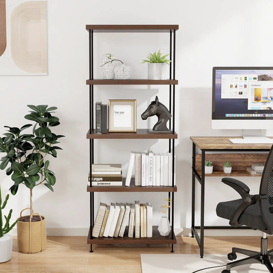 5 Tier Multipurpose Display Rack with wood shelves and black metal frame DirectDeals on Tampa Home & Garden Store
