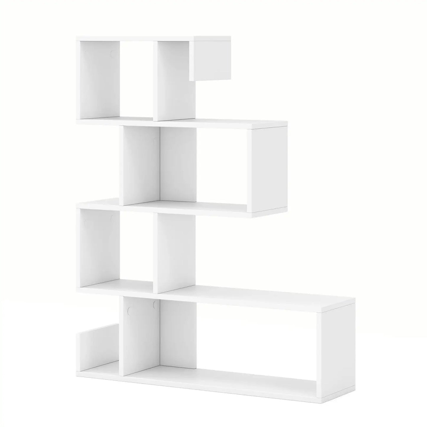 S-Shaped Geometric 5-Tier Bookcase Open Cubes with white finish on Tampa Home & Garden Store