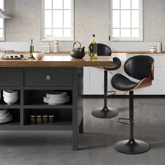 Set of 2 DirectDeals adjustable swivel PU leather bar stools with black seats and pedestal bases on Tampa Home & Garden Store