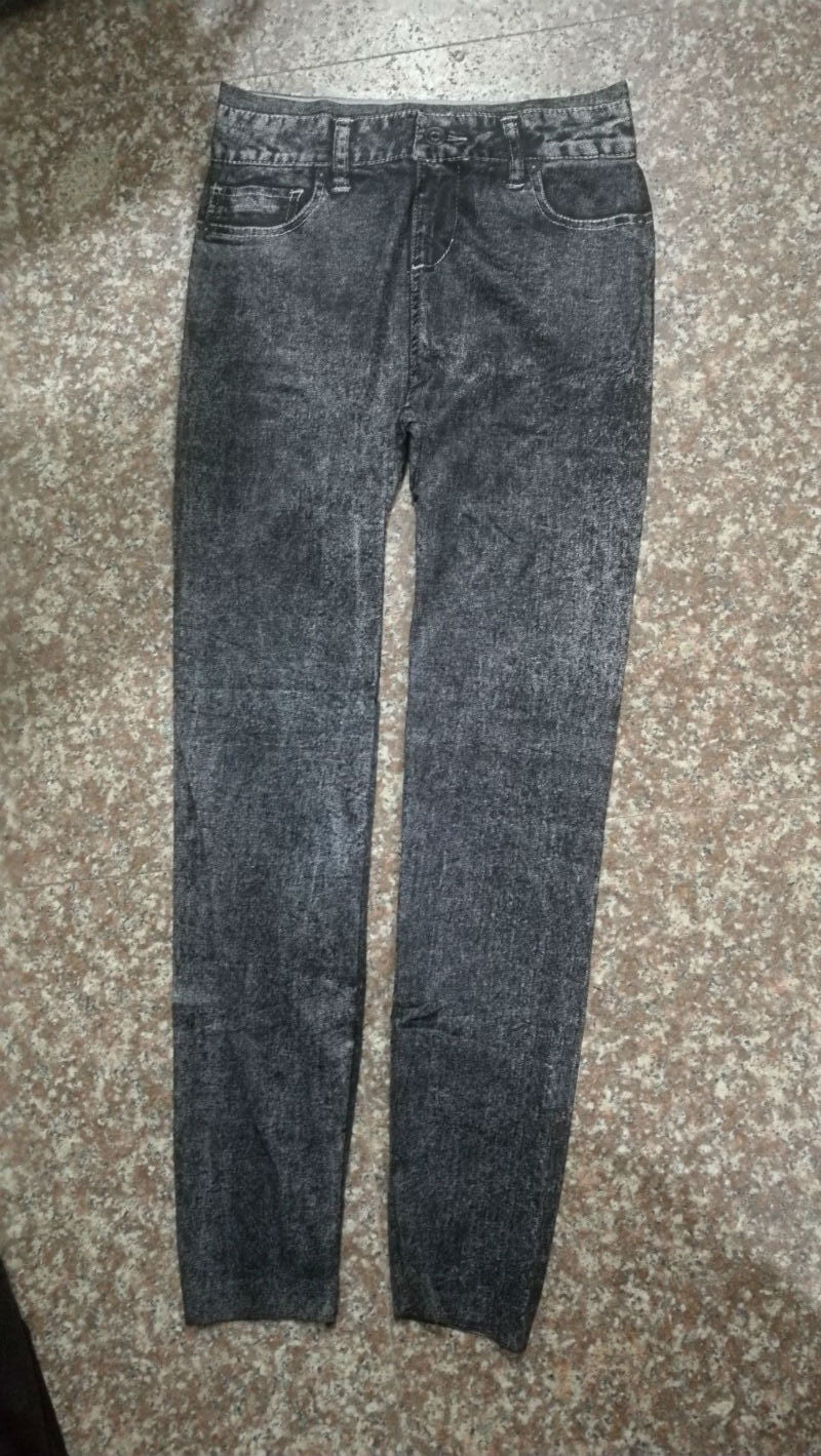 Stevvex leggings with pockets in dark grey denim look, stretch elastic waist on Tampa Home & Garden Store