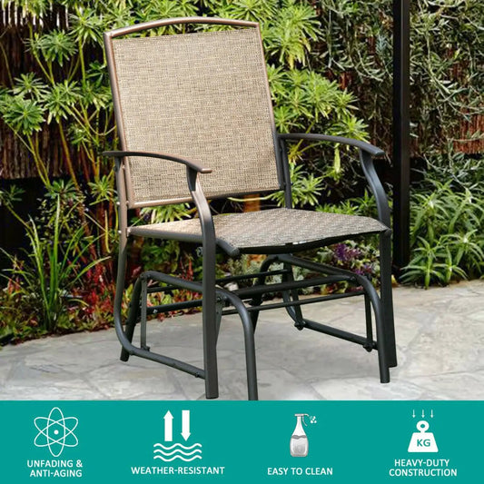 Steel Frame Garden Swing Single Glider Chair Rocking Seating - Tampa Home & Garden Store