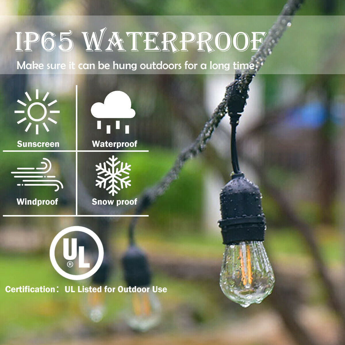 48 ft outdoor waterproof LED light string with clear bulbs by DirectDeals UL listed on Tampa Home & Garden Store