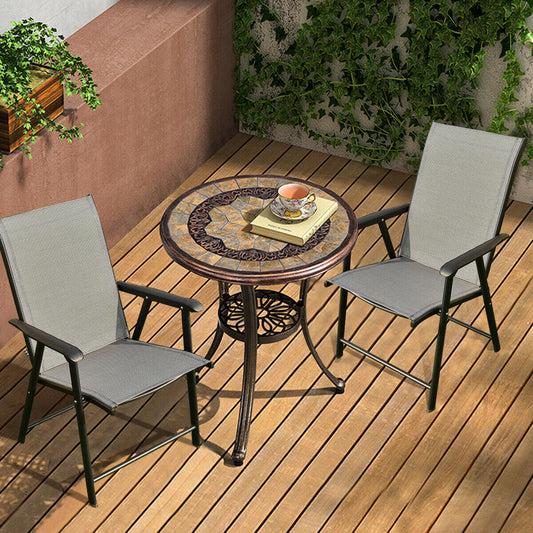 Set of 2 Outdoor Patio Folding Chairs-Gray - Tampa Home & Garden Store