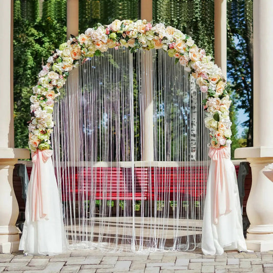 7.2 ft garden arch DirectDeals with pastel roses, white drapes and hanging strings on Tampa Home & Garden Store