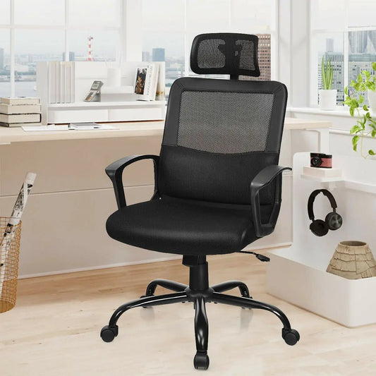 DirectDeals mesh office chair high back ergonomic swivel headrest black mesh back padded seat on Tampa Home & Garden Store