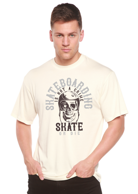 Men's skateboarding graphic T-shirt in cream, bamboo viscose/organic cotton by Spun Bamboo on Tampa Home & Garden Store