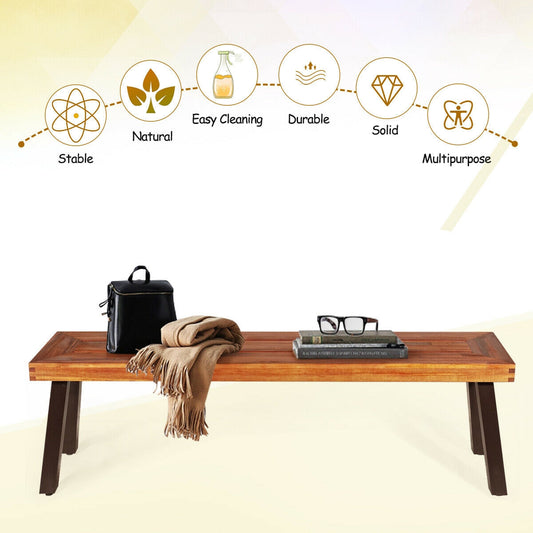 Set of 2 Patio Acacia Wood Dining Benches - Tampa Home & Garden Store