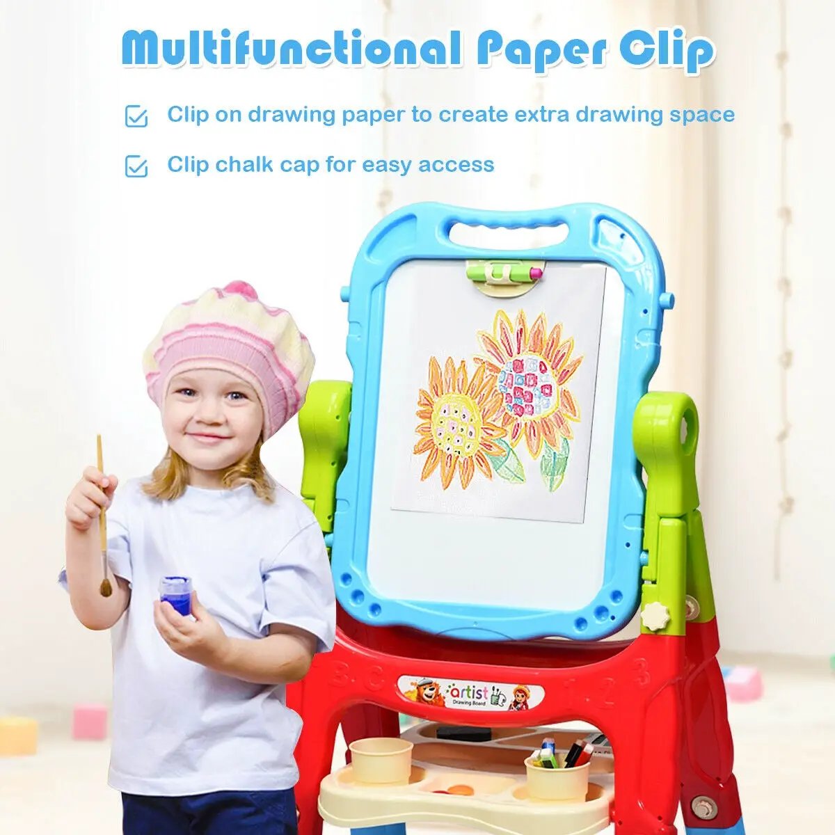 Height Adjustable Kids Art Easel Magnetic Double Sided Board-Blue - Tampa Home & Garden Store