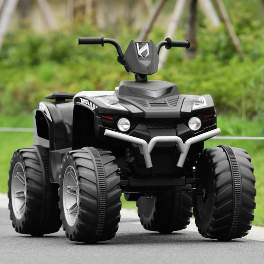 12V kids ride-on ATV DirectDeals black with LED lights and rugged treaded tires on Tampa Home & Garden Store