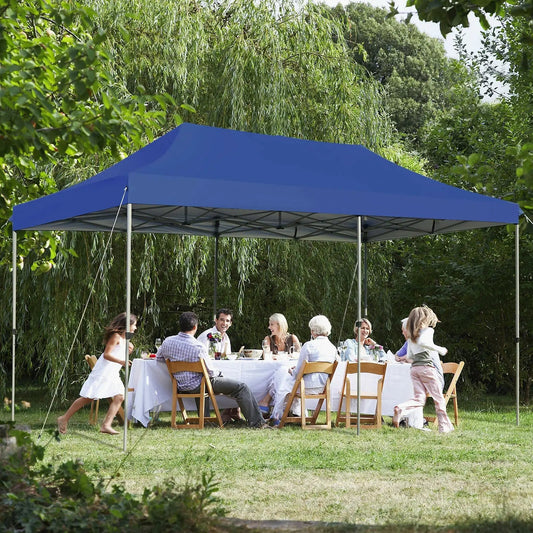 10 x 20 Feet Adjustable Folding Heavy Duty Sun Shelter with Carrying Bag-Blue - Tampa Home & Garden Store