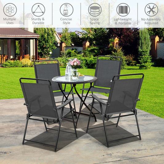 4 Pieces Portable Outdoor Folding Chair with Armrest - Tampa Home & Garden Store