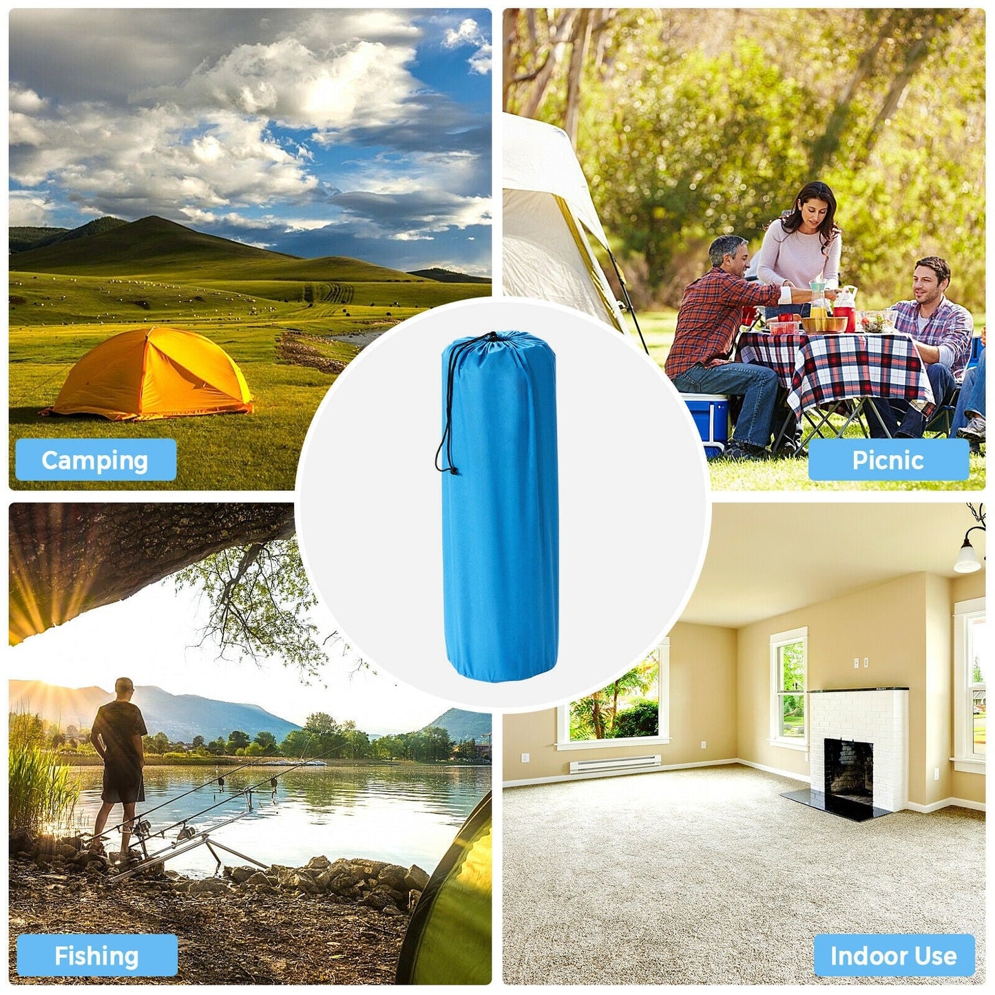 Esterilla Auto-inflable de Camping para Exterior con Almohadas y Bolsa
