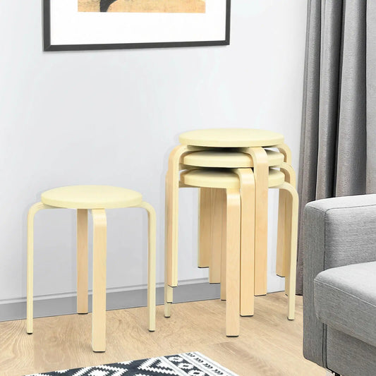 Bentwood round stackable chairs with padded seats in pale yellow, set of 4 DirectDeals on Tampa Home & Garden Store