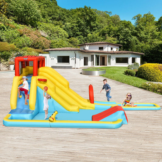 7-in-1 Inflatable Dual Slide Water Park Bounce House Without Blower - Tampa Home & Garden Store