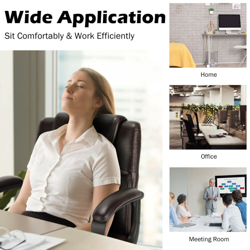 Sillón Ejecutivo de Oficina de Cuero Ajustable Silla de Escritorio para Computadora con Apoyabrazos