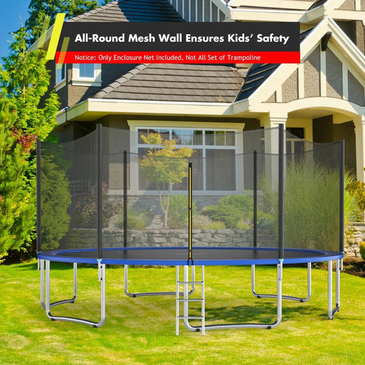 DirectDeals 16 ft trampoline safety enclosure net with black mesh and blue frame on Tampa Home & Garden Store