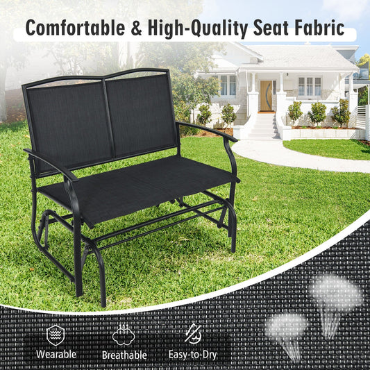 Iron Patio Rocking Chair for Outdoor Backyard and Lawn-Black - Tampa Home & Garden Store