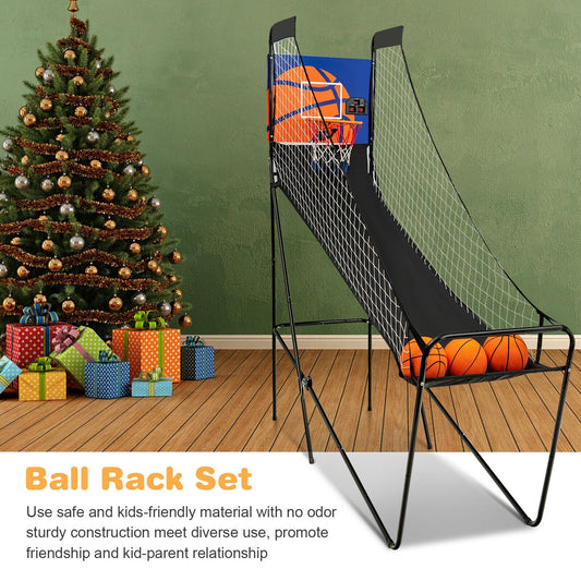 Foldable Single Shot Basketball Arcade Game with Electronic Scorer and Basketballs - Tampa Home & Garden Store