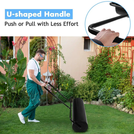 Tow Lawn Roller 24x13in water-filled metal, black, DirectDeals tow-behind lawn roller on Tampa Home & Garden Store
