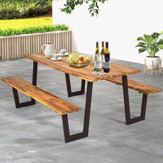 70 Inch Dining Table Set With Umbrella Hole