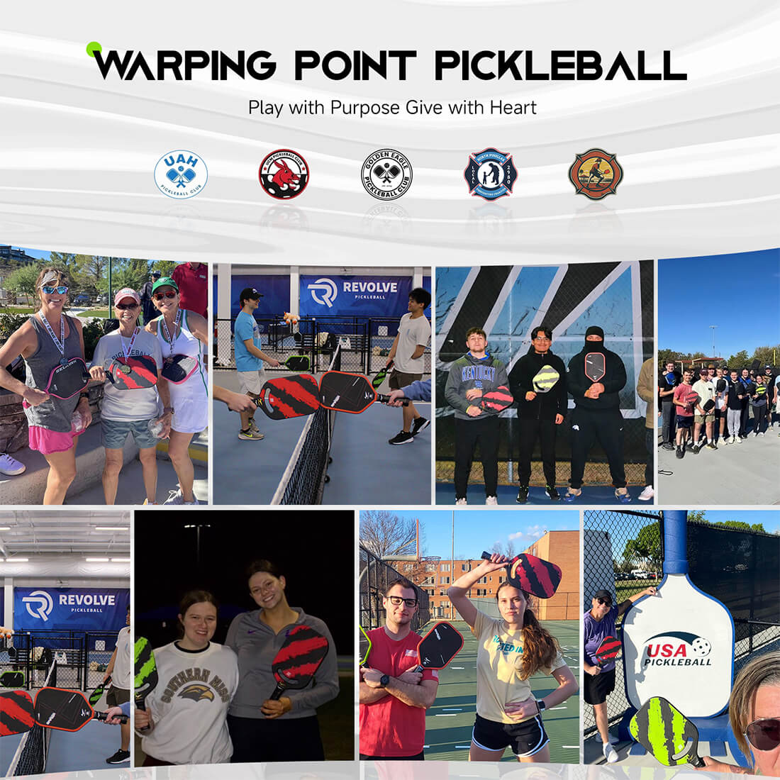 Nightblade Pickleball Paddle 14mm by Warping Point red/black design collage of players on Tampa Home & Garden Store