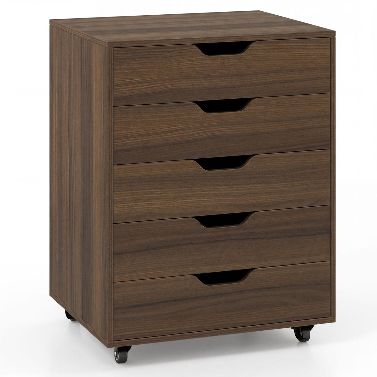 5 Drawer Mobile File Cabinet with Wheels for Living Room-Black