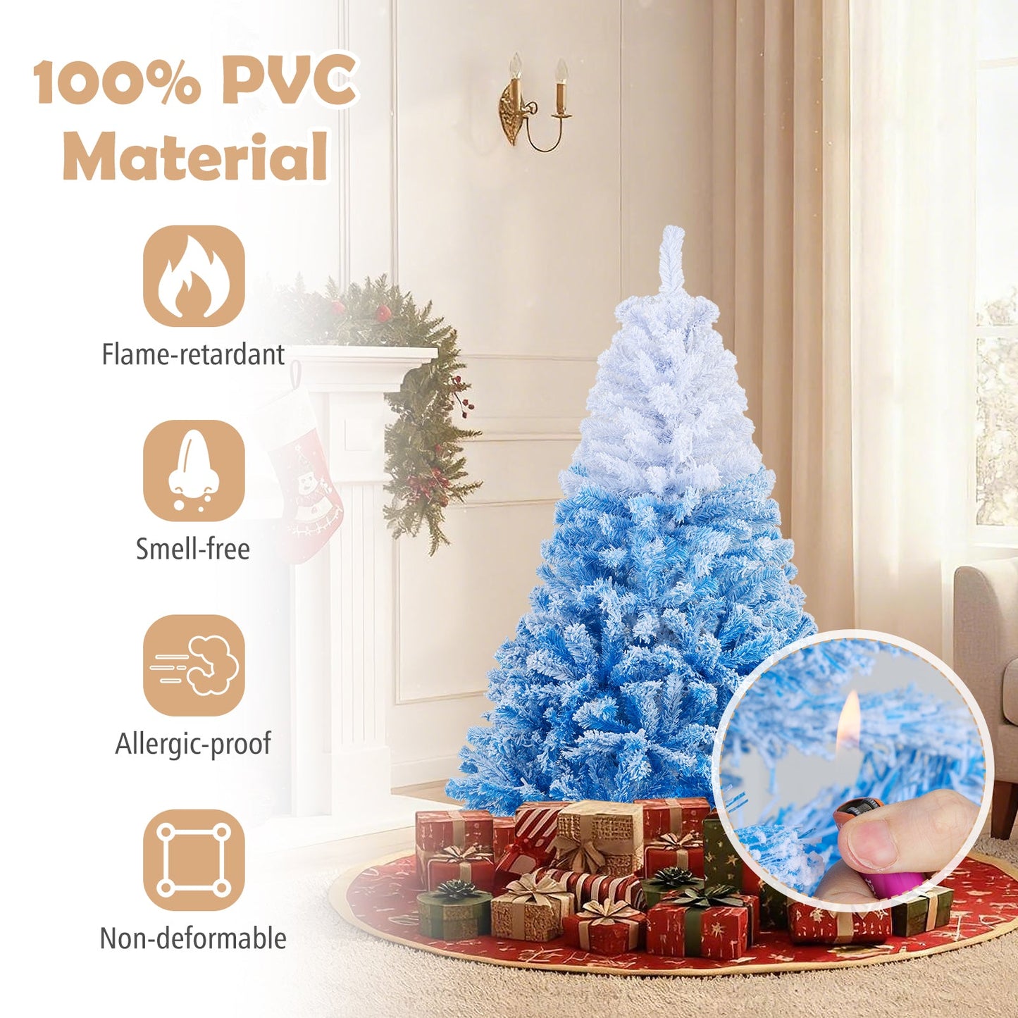 Artificial Christmas Tree with Warm White LEDs DirectDeals blue-to-white flame-retardant on Tampa Home & Garden Store