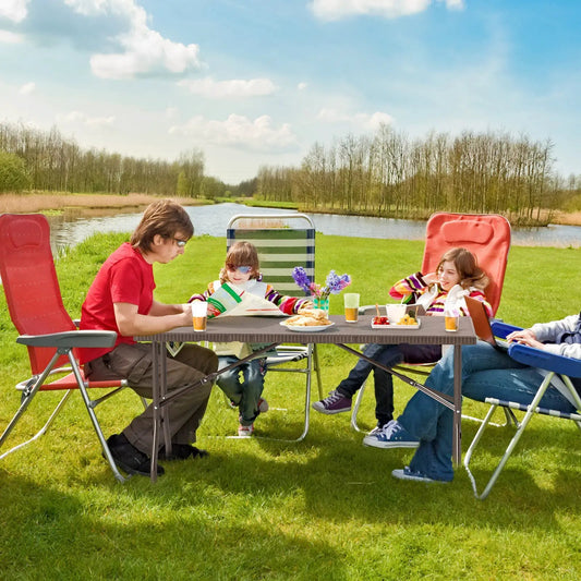 5 ft folding picnic table with rattan tabletop and metal frame on Tampa Home & Garden Store