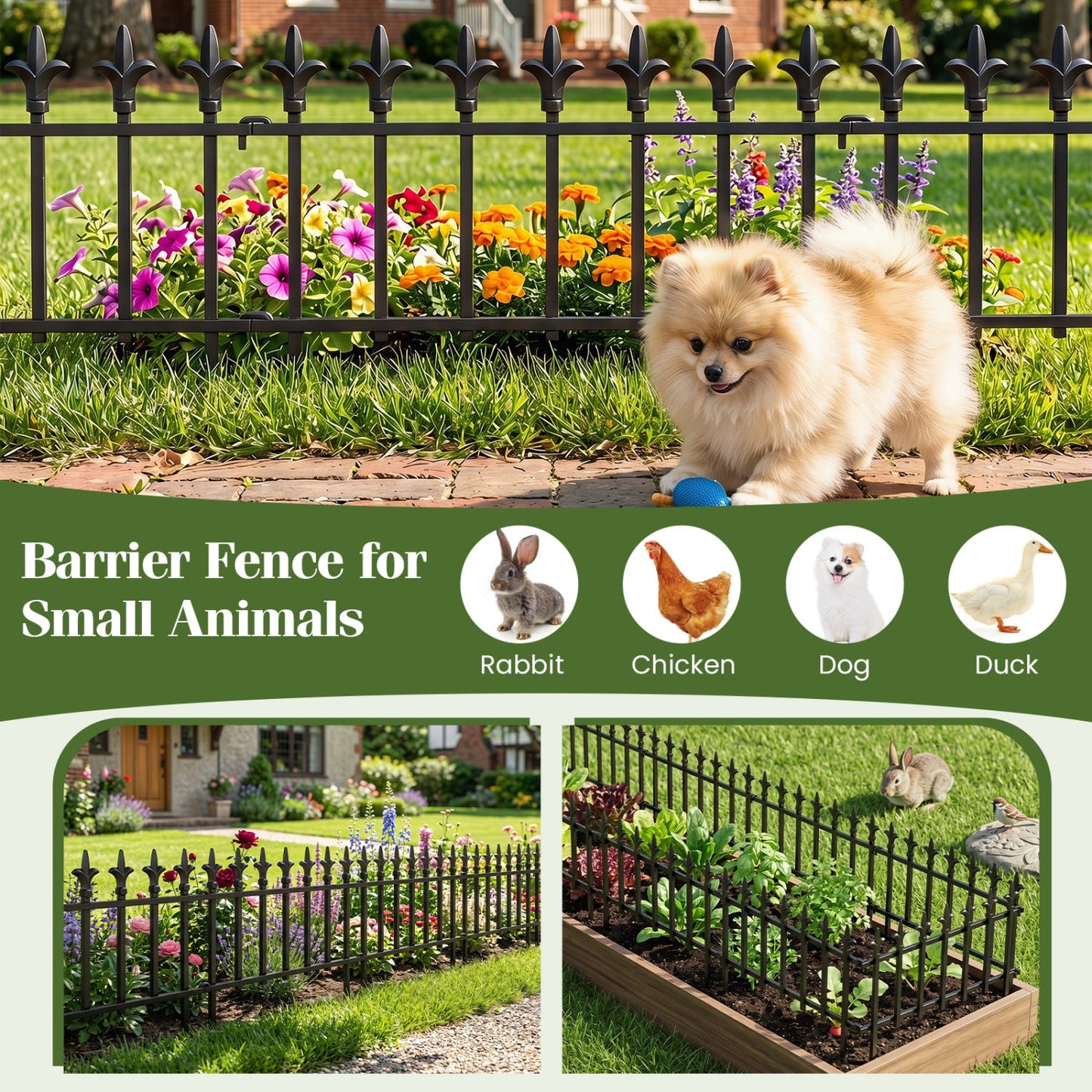 Decorative Metal Garden Fence 5 or 10 Pack No Dig