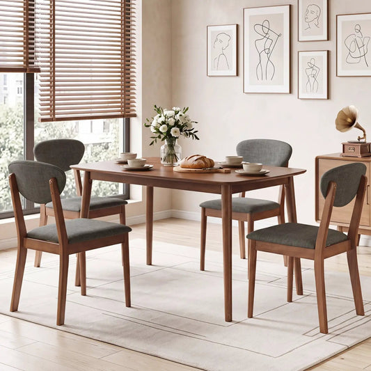 5-Piece DirectDeals dining set with rectangular wooden table and 4 grey fabric chairs on Tampa Home & Garden Store