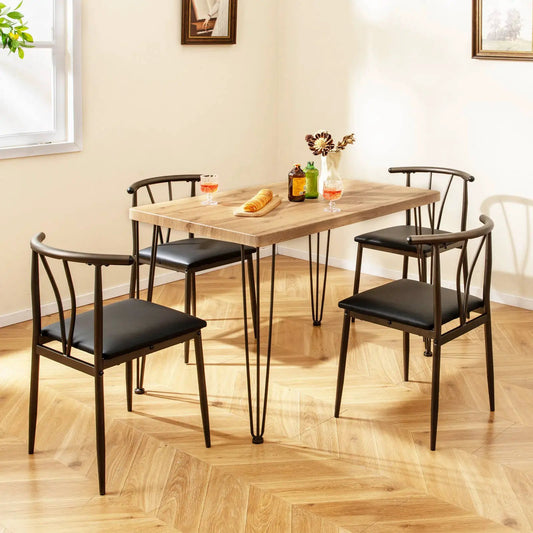 5 Piece Industrial Space-Saving Dining Set with wooden table and four armless chairs on Tampa Home & Garden Store