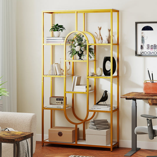 5-Tier Tall Etagere Bookcase with Open Storage Shelves-White - Tampa Home & Garden Store