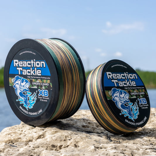Línea de pesca trenzada Reaction Tackle X8 - Camuflaje verde, 8 hebras