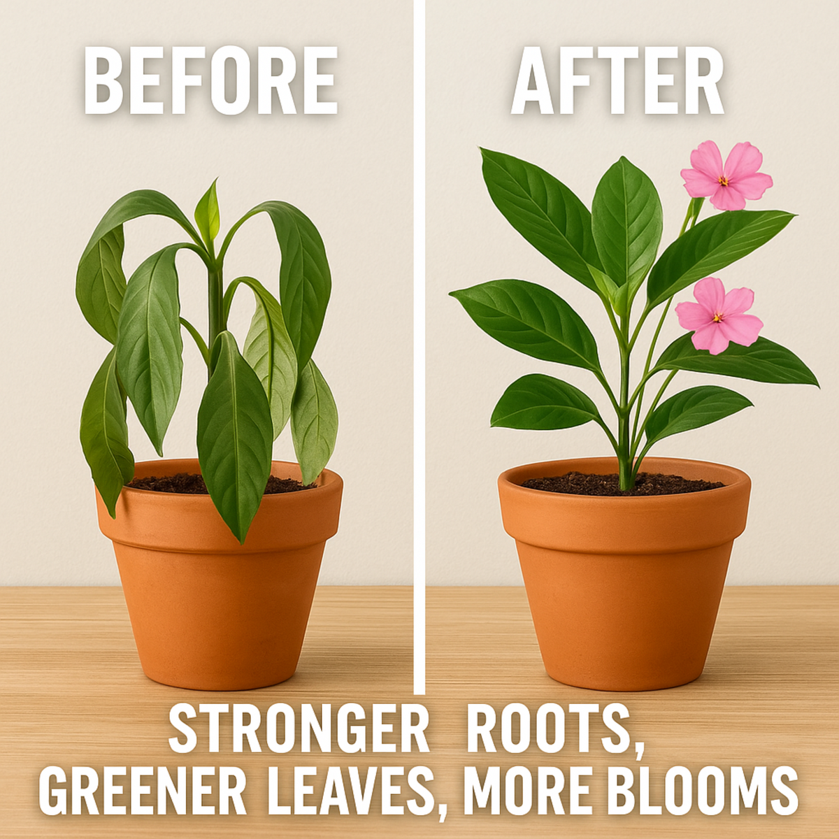 Game Changer All-Purpose Organic Fertilizer GS Plant Foods: before and after plant on Tampa Home & Garden Store