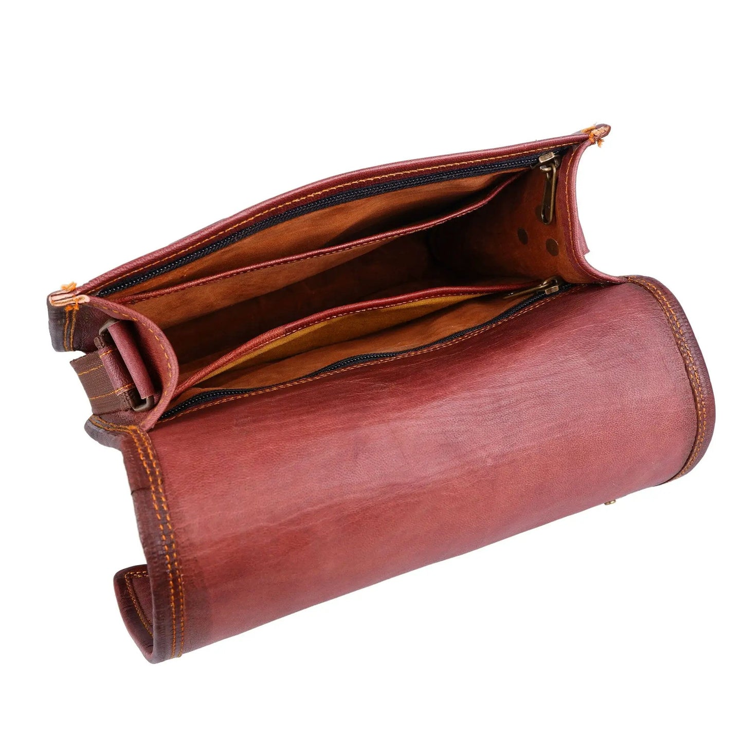 Grimes Crossbody Bag by Classy Leather Bags in burgundy leather with zip top on Tampa Home & Garden Store