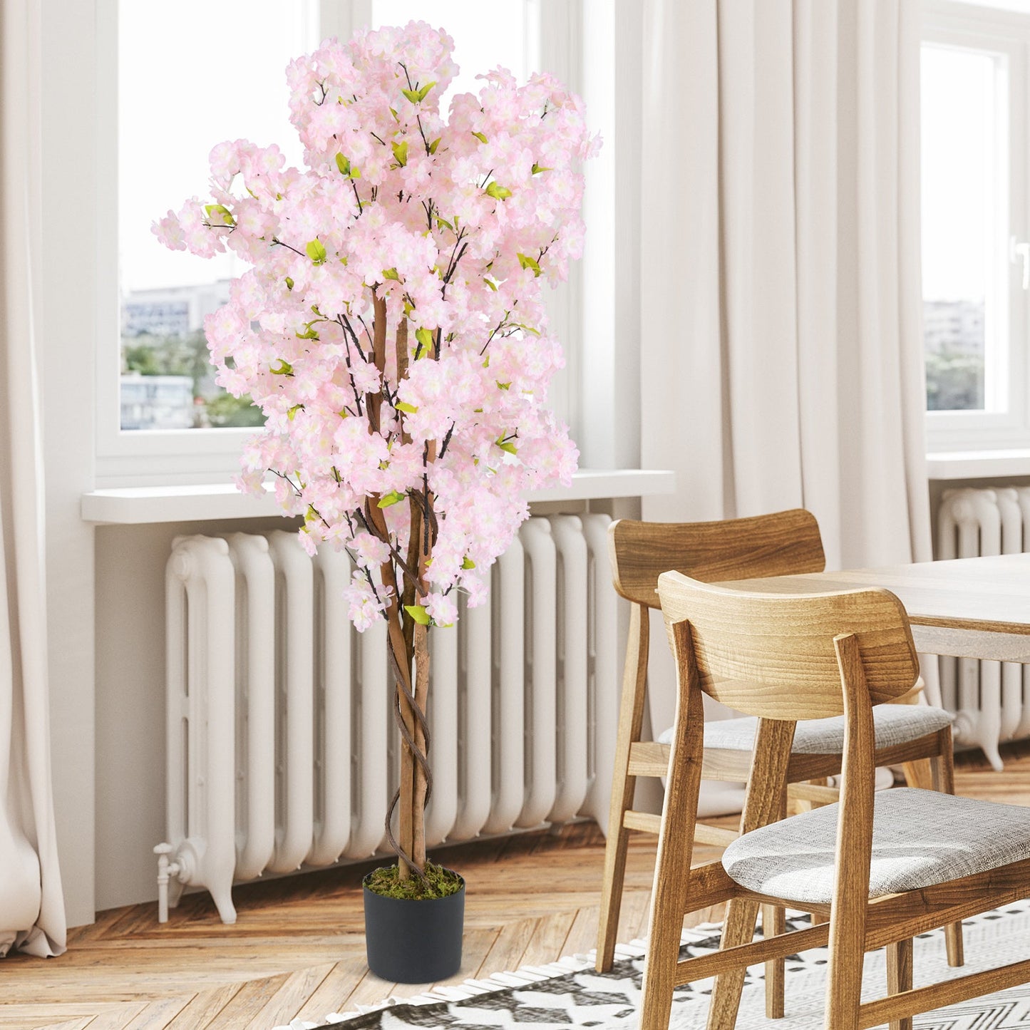 Árbol Artificial de Flor de Cerezo de 1.5 m de Altura con Flores Rosas - 1 Paquete