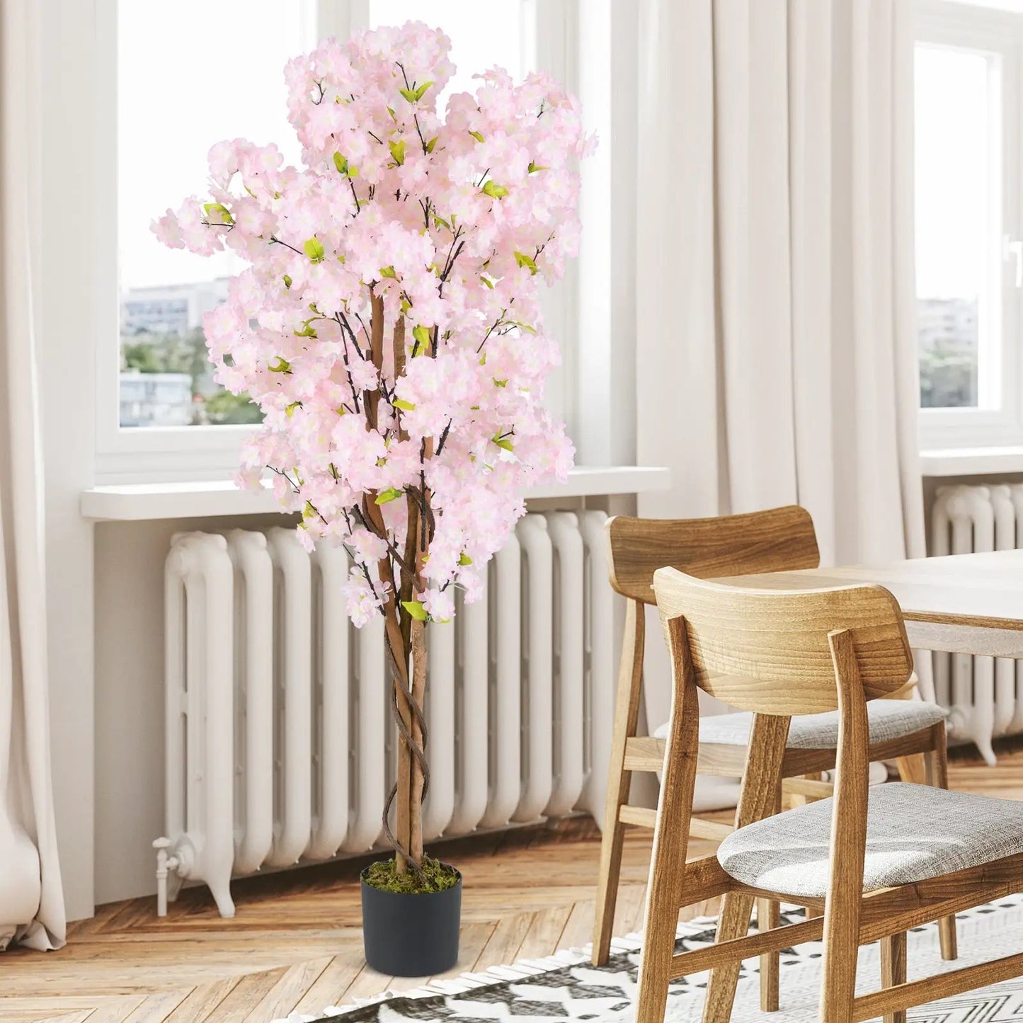 5 FT Tall Artificial Cherry Blossom Tree with Pink Flowers-1 Pack - Tampa Home & Garden Store