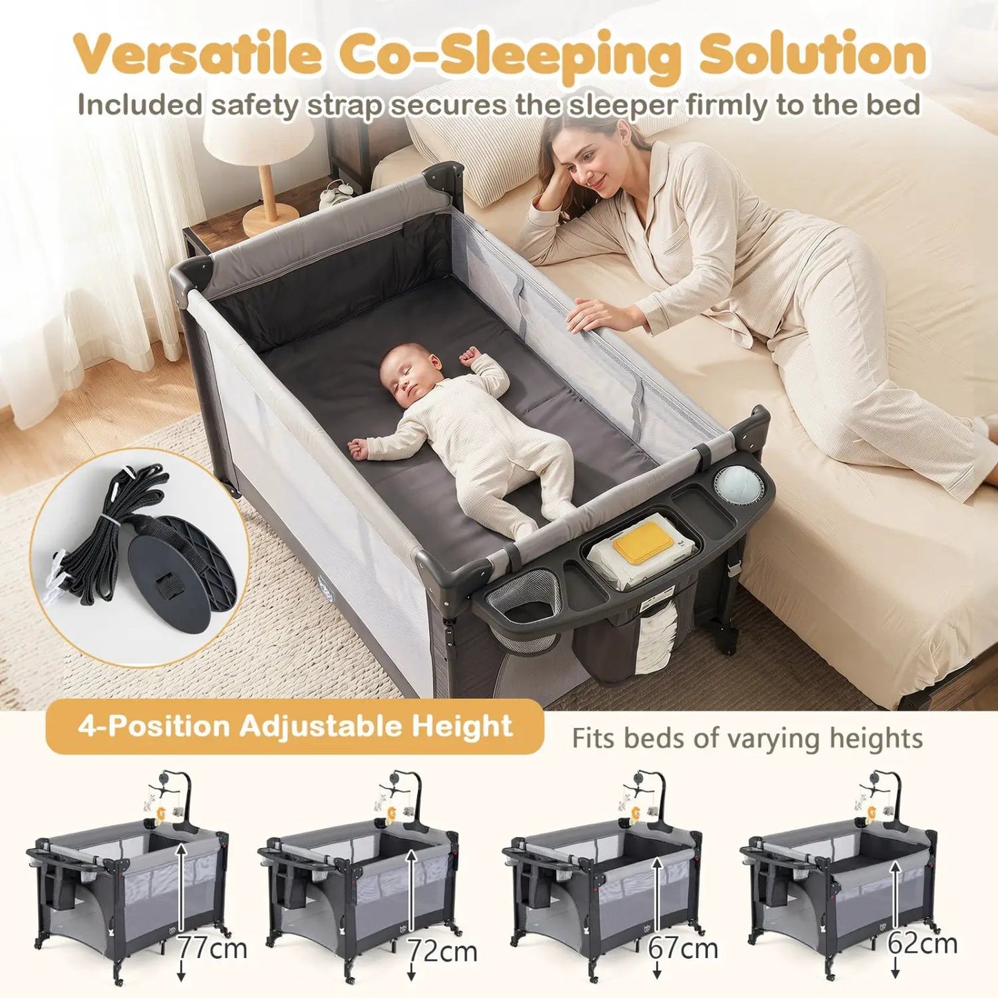5 in 1 Portable Baby Pack and Play with Music Box