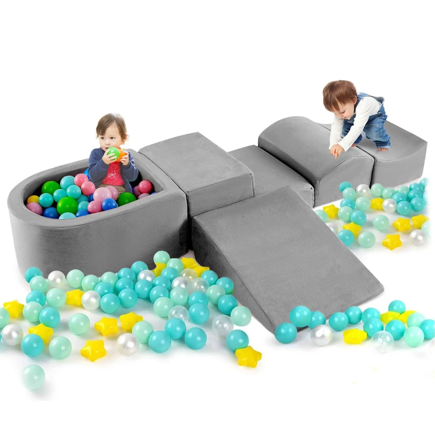 5-Piece Climb and Crawl Playset with Ball Pit for Kids-Pink - Tampa Home & Garden Store