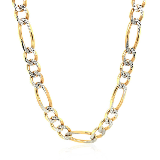 7.0mm yellow gold solid pave Figaro chain necklace with silver pave links by Bids.com on Tampa Home & Garden Store