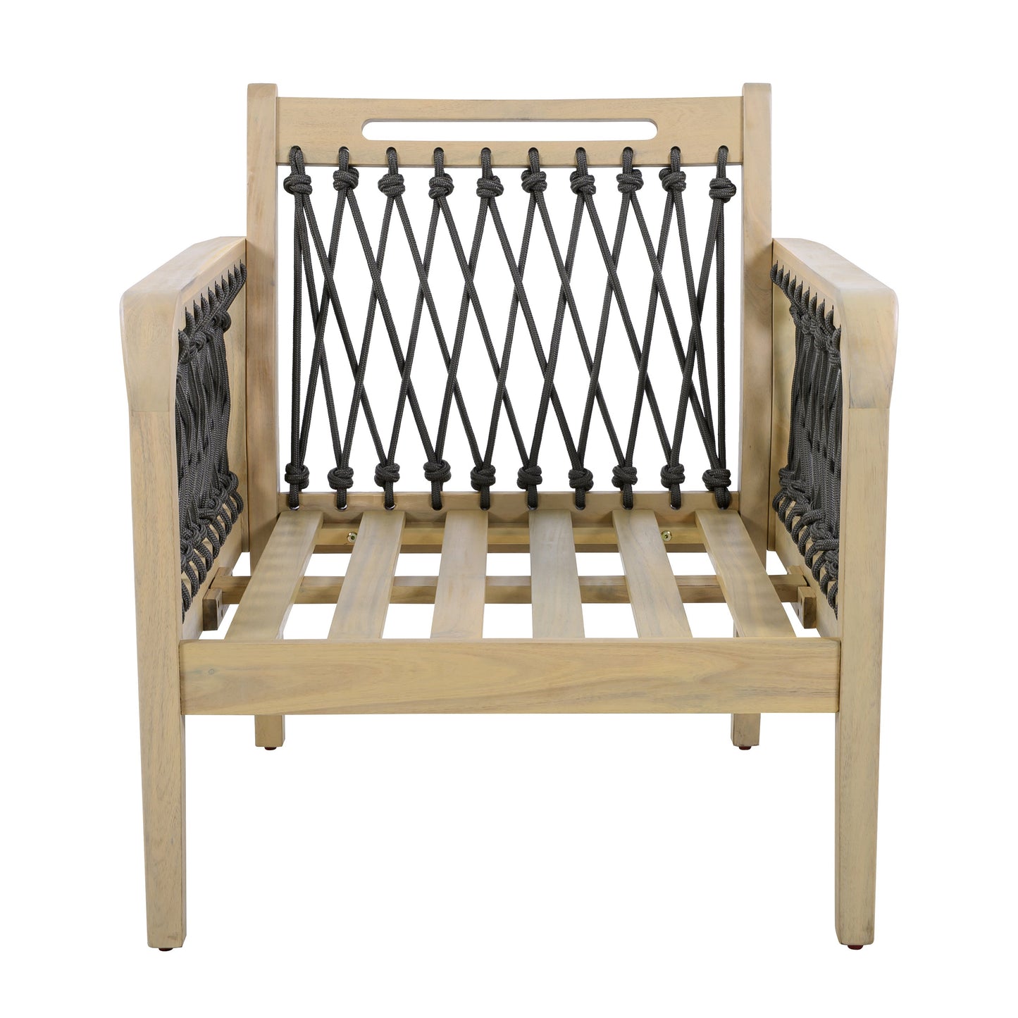 Acacia Wood Club Chair with Handwoven Rope