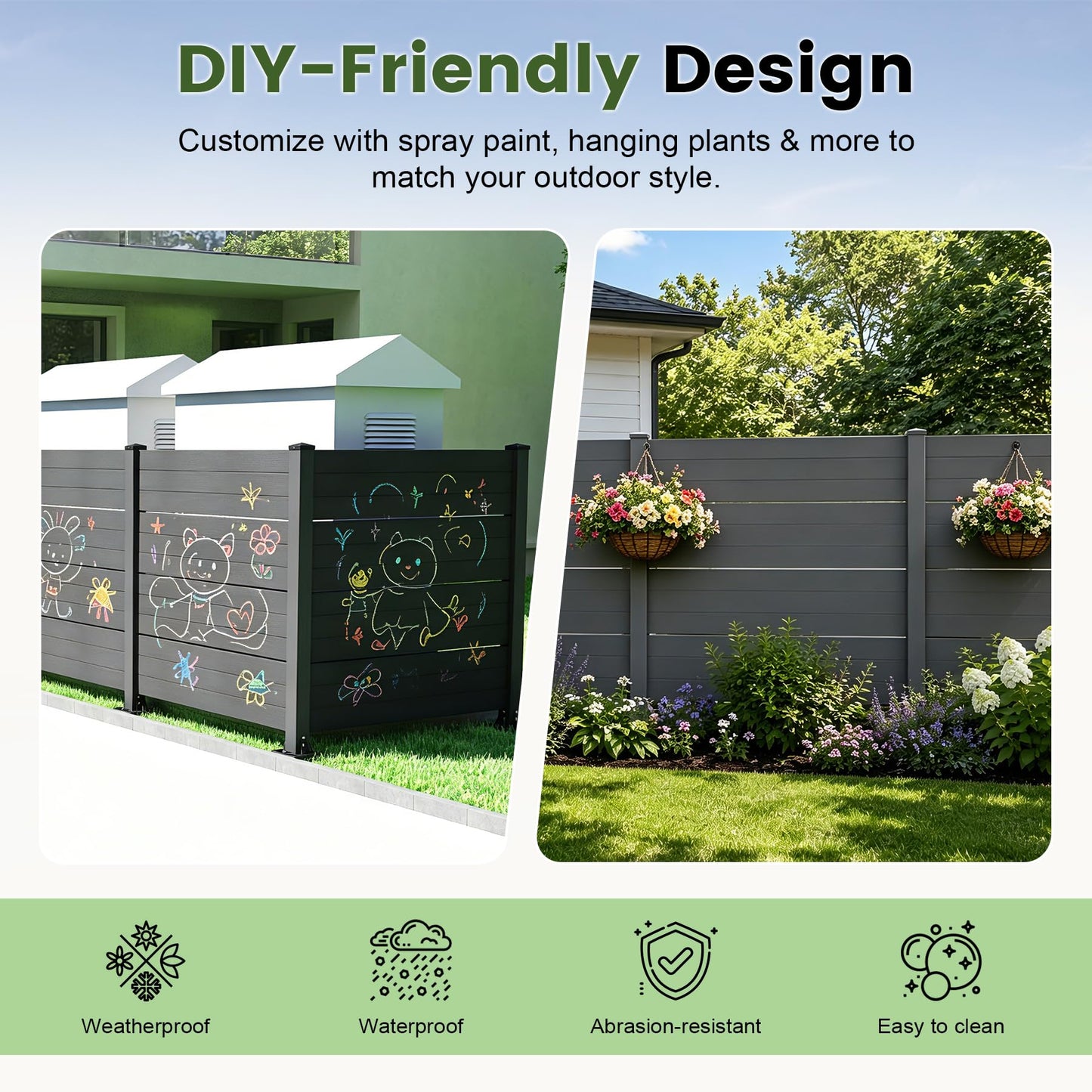 Dark Vinyl Outdoor Privacy Screen and Four Panels