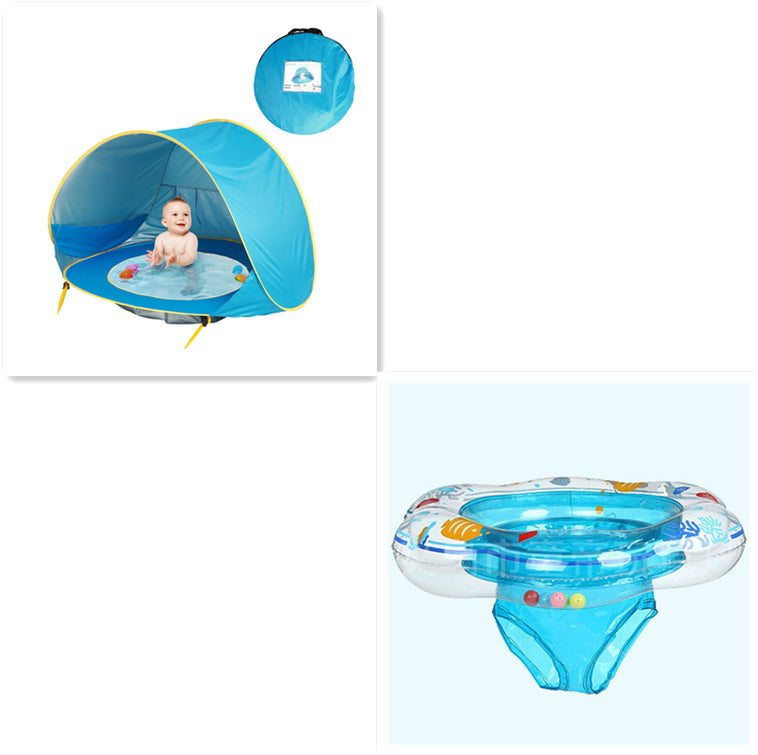 Blue baby beach tent with UV shade and blue inflatable infant pool float My Store Baby Toys on Tampa Home & Garden Store