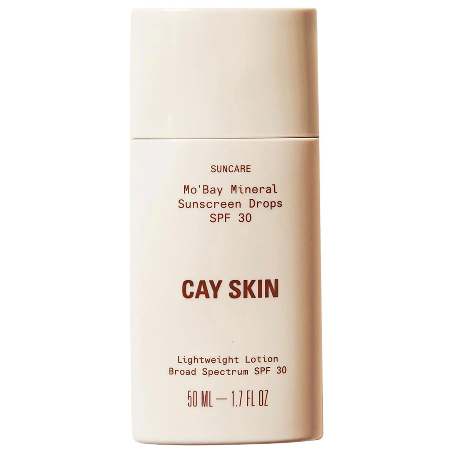 Mo'Bay Mineral Sunscreen Drops SPF 30 bottle, beige, lightweight fragrance-free primer on Tampa Home & Garden Store