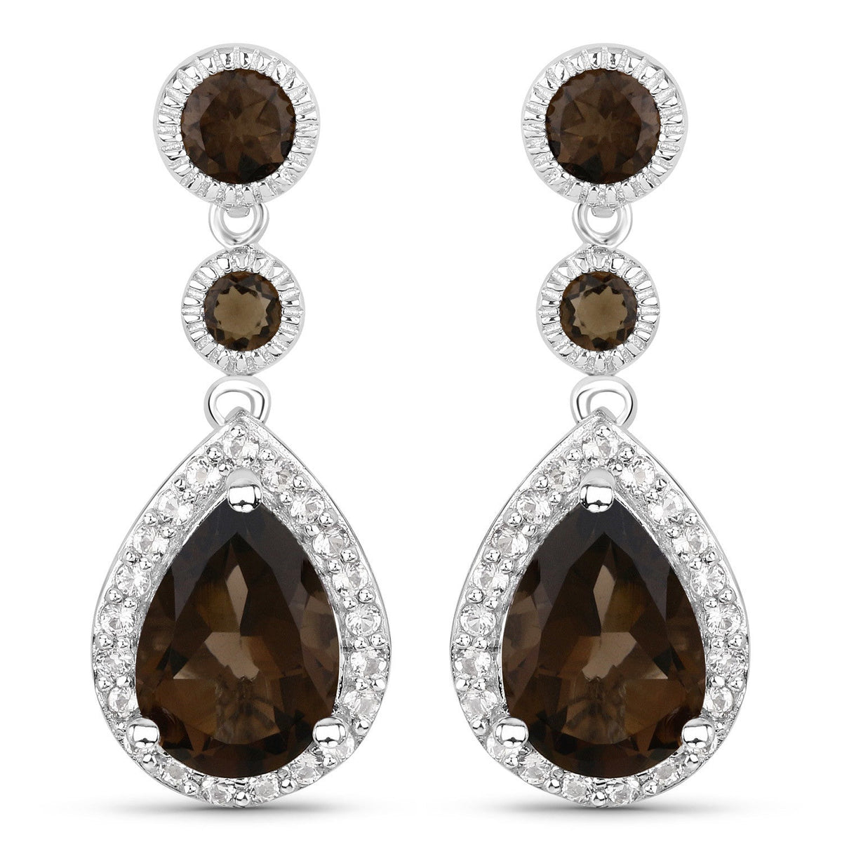 Earrings: Bids.com sterling silver smoky quartz and white topaz drop earrings, 2-pc set on Tampa Home & Garden Store