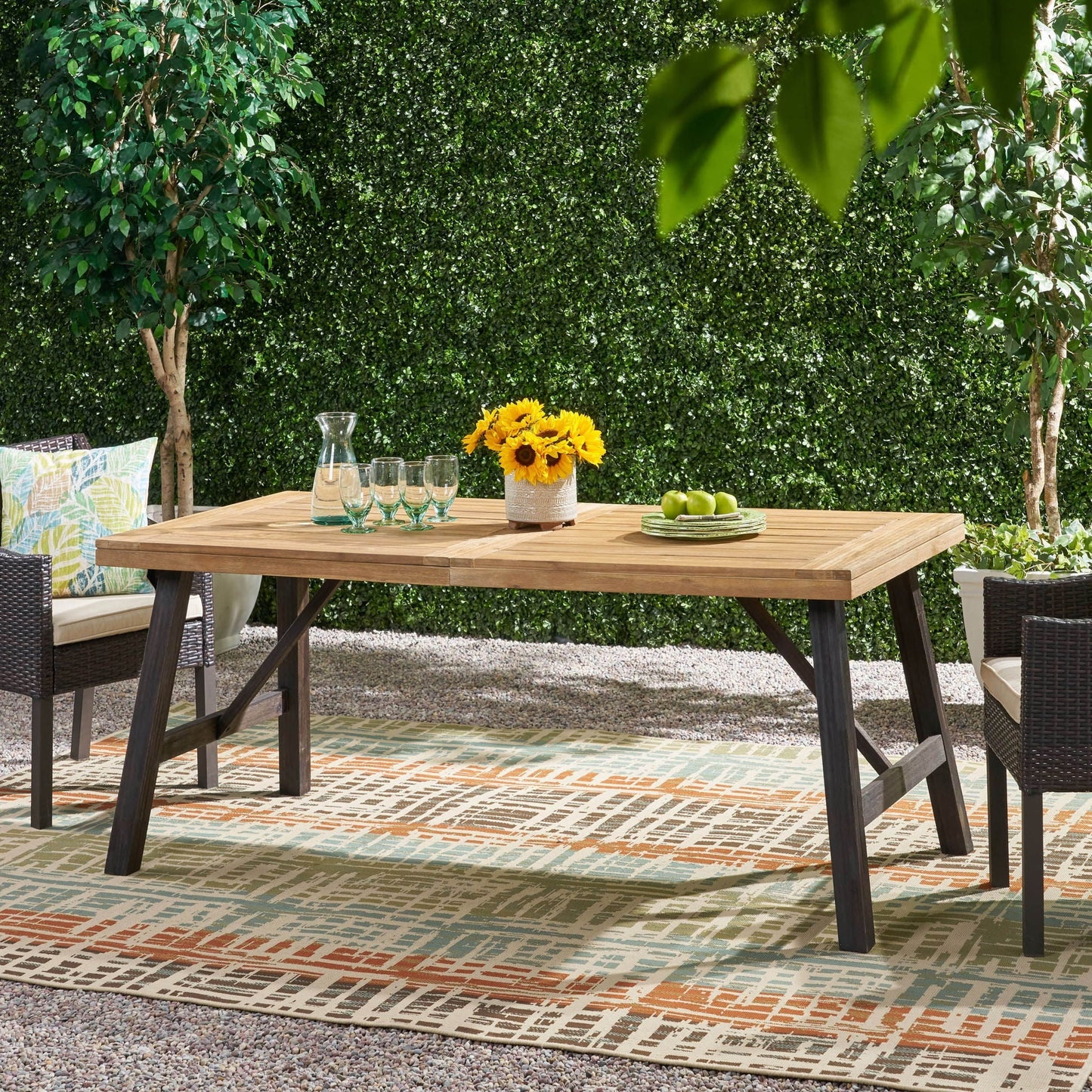 Outdoor Acacia Wood Dining Table With Panels
