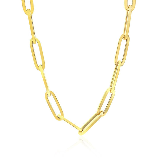 14K yellow gold wide paperclip chain necklace, 6.1mm links, by Bids.com on Tampa Home & Garden Store