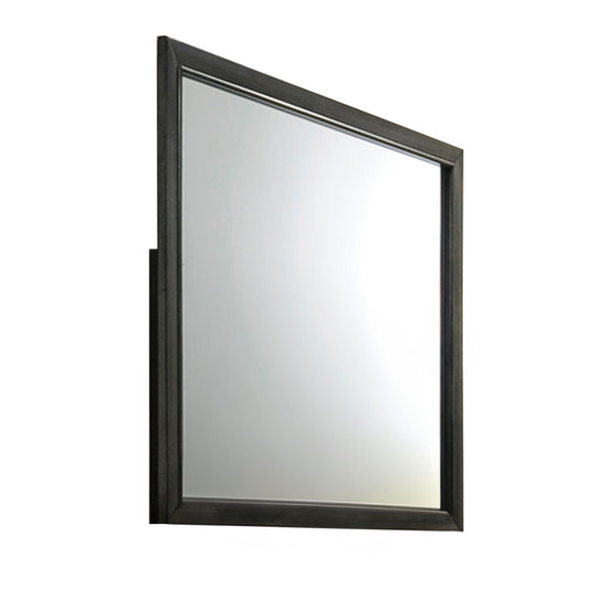 Carine Gray Mirror with Wooden Frame, dark wood bedroom mirror by HouseOfZazla on Tampa Home & Garden Store